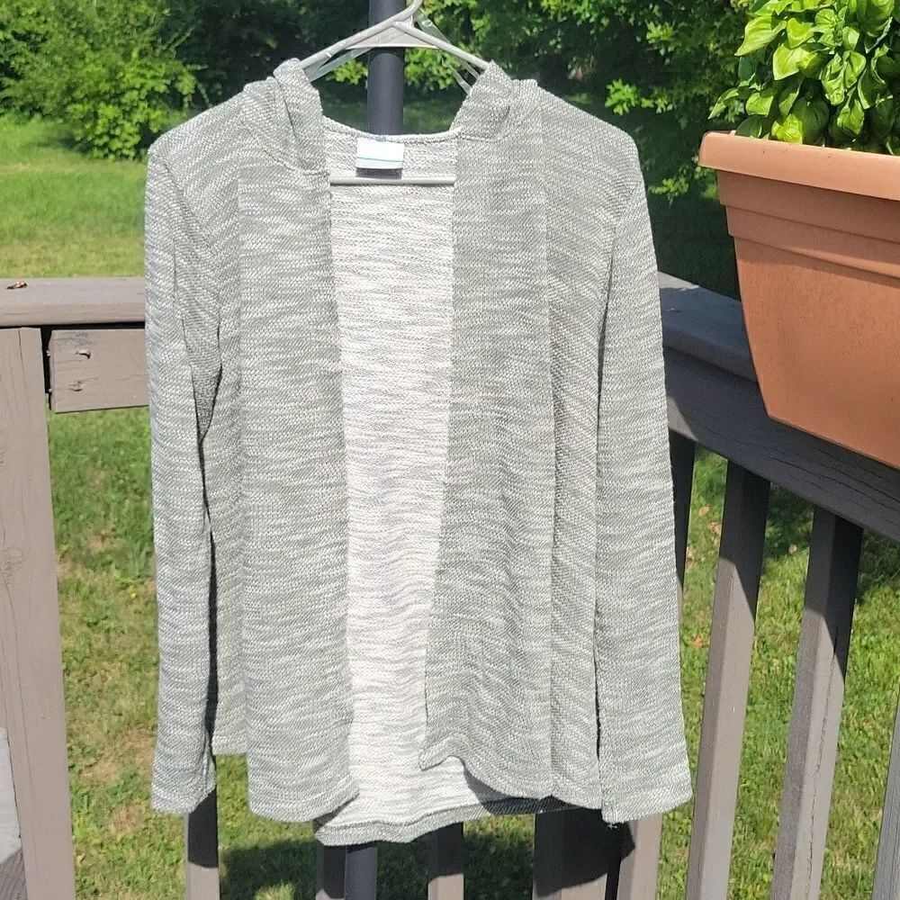 Columbia heather green open front hooded cardigan size S